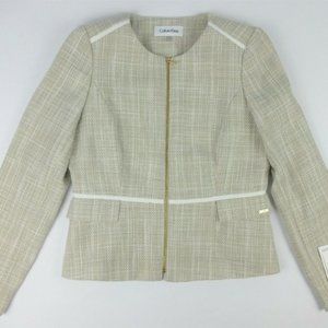 NWOT Calvin Klein Womens Tweed Zip-Front Jacket 8